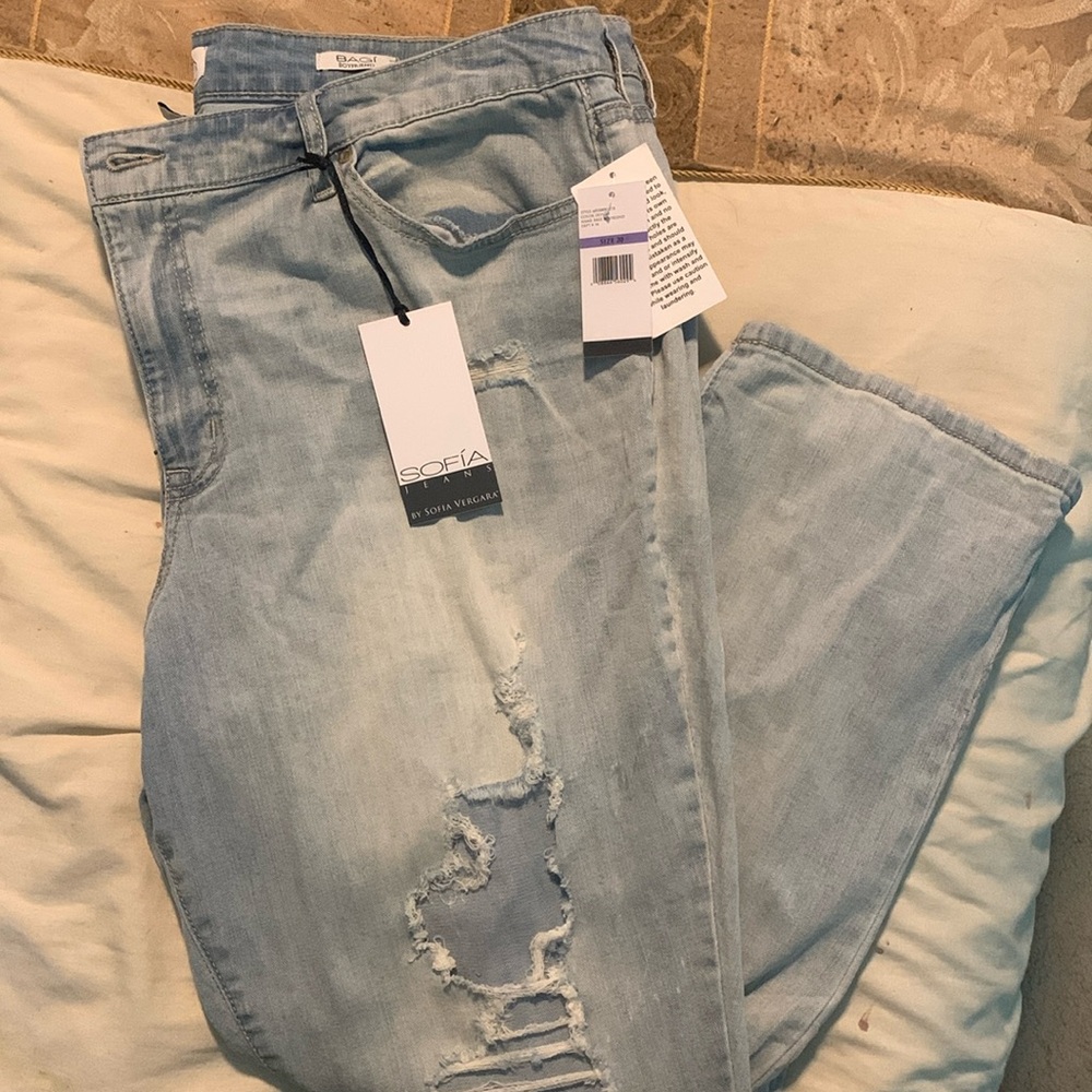 Sofia Jeans bySophia Vergara Distressed Navi boyfriend Cropped Jeans Size 20 NWT